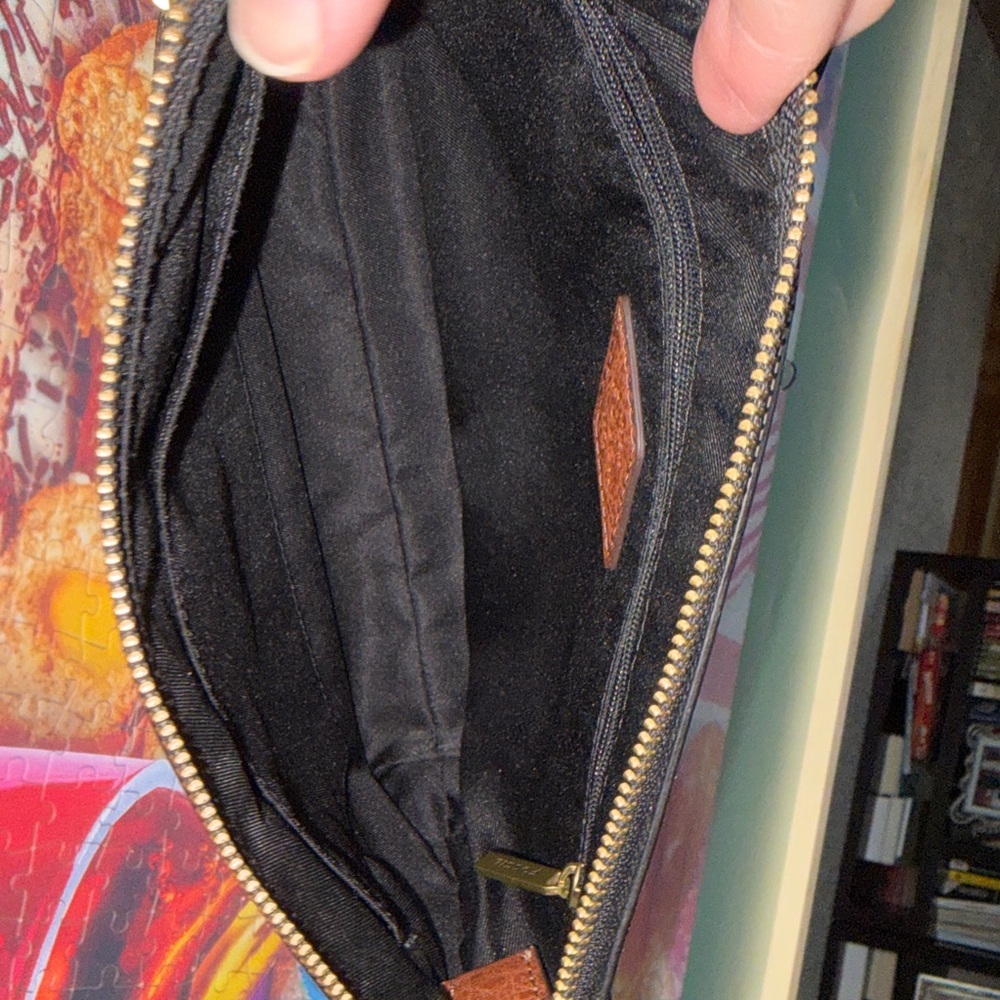 Fossil Fiona Modern Dots Stylish Black & Brown Crossbody Bag. Like New! - Picture 7 of 8
